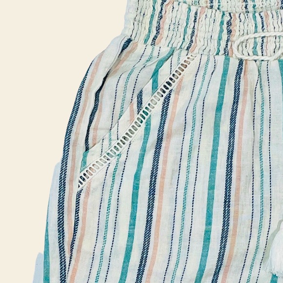 NWT Briggs Striped Elastic Waist Linen Shorts Size L - Picture 4 of 12